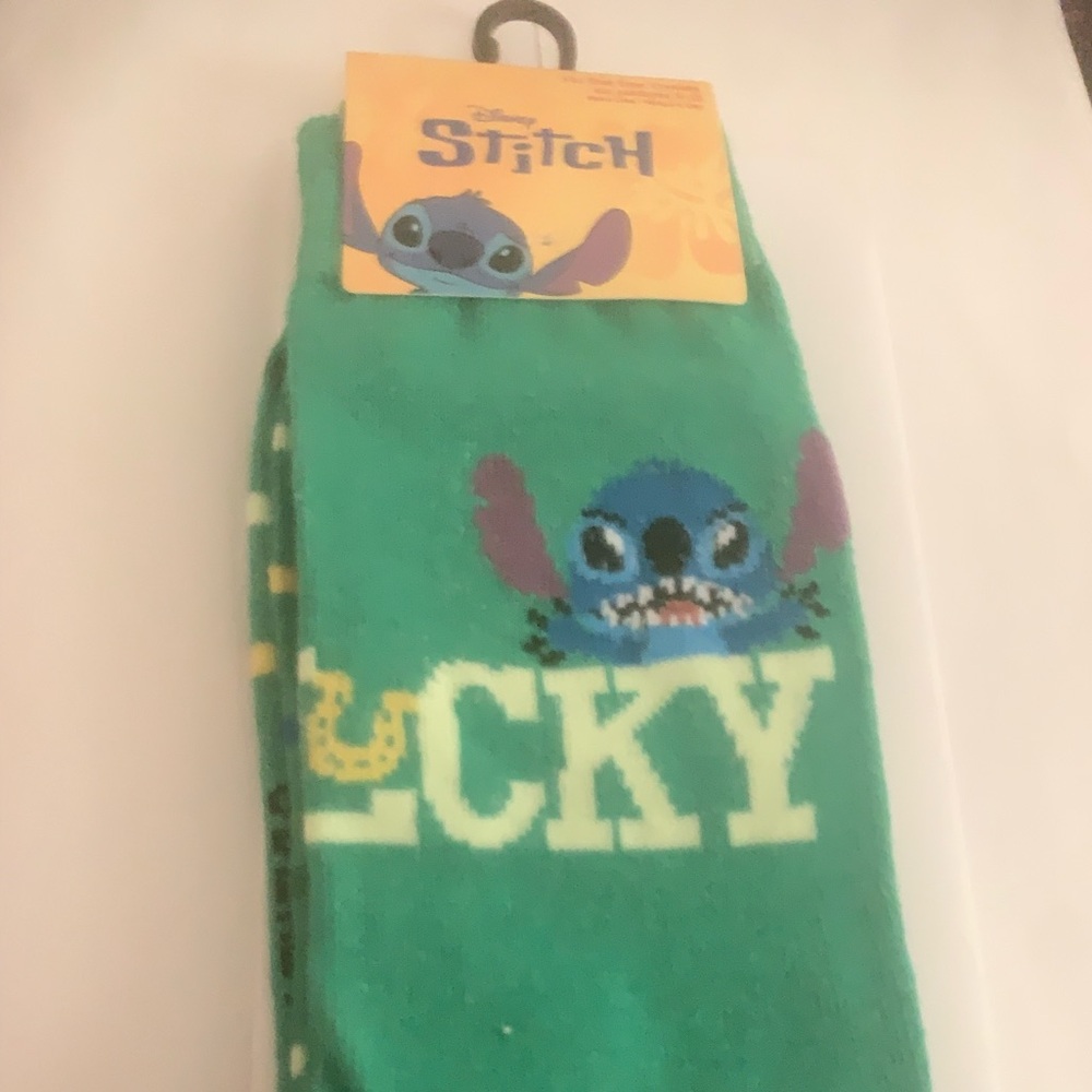 NEW Disney Stitch Green Lucky Socks NWT